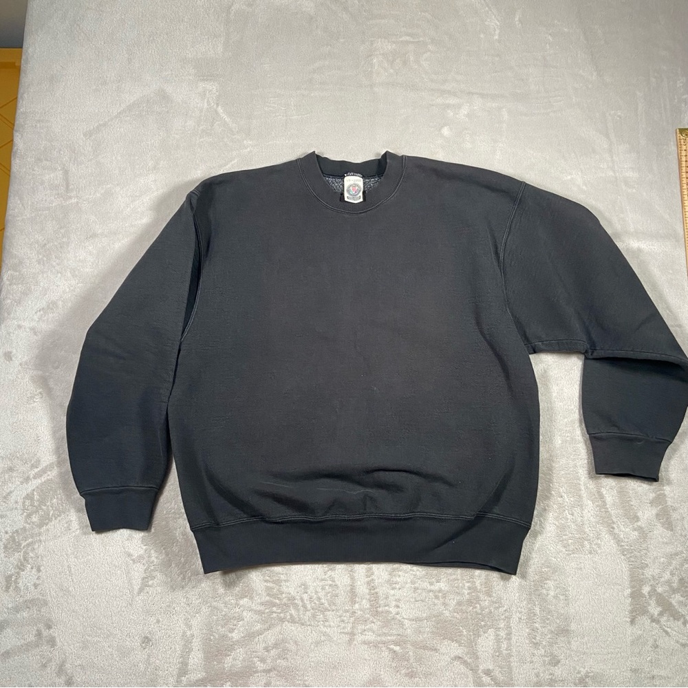 Vintage heavy duty Sweatshirt large black patina distressed faded sweater